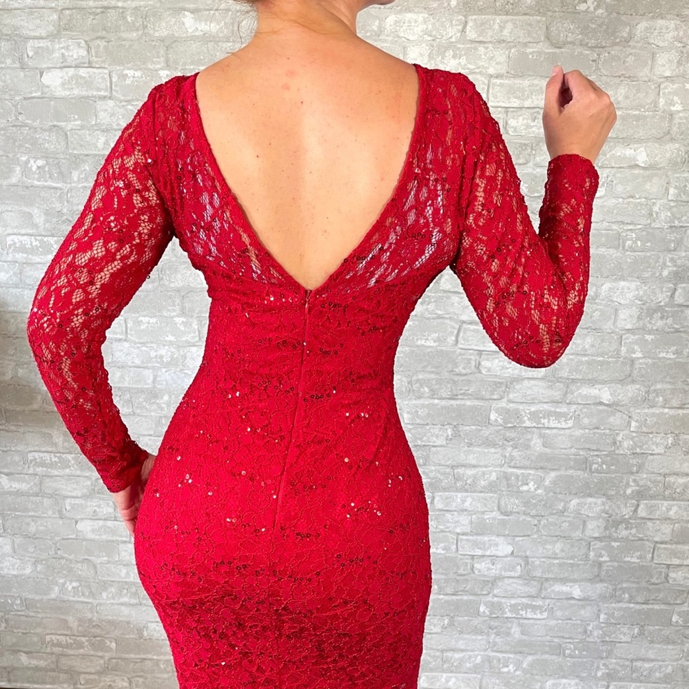 FINAL SALE Beautiful Red Burgundy lace evening dress sexy style